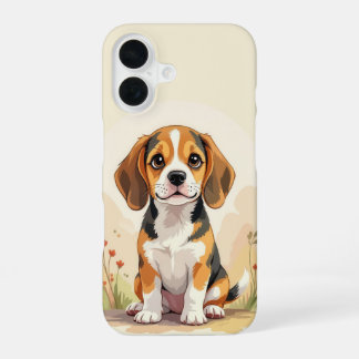 Cute Black Tan & White Tricolor Beagle Puppy iPhone 16 Case