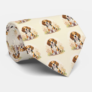 Cute Black Tan & White Tricolor Beagle Puppy Neck Tie