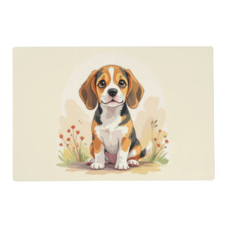 Cute Black Tan & White Tricolor Beagle Puppy Placemat