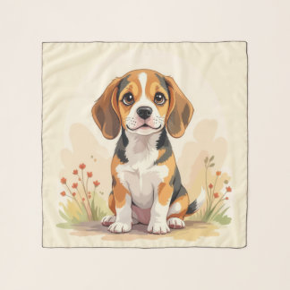 Cute Black Tan & White Tricolor Beagle Puppy Scarf