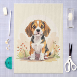 Cute Black Tan & White Tricolor Beagle Puppy Tissue Paper