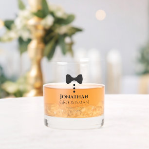 Cute Black Tie Groomsman Best Man Wedding Gift Whiskey Glass