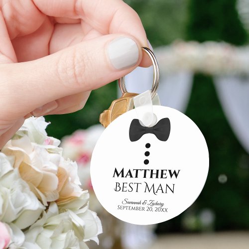 Cute Black Tie Tuxedo Best Man Wedding Favor Keychain