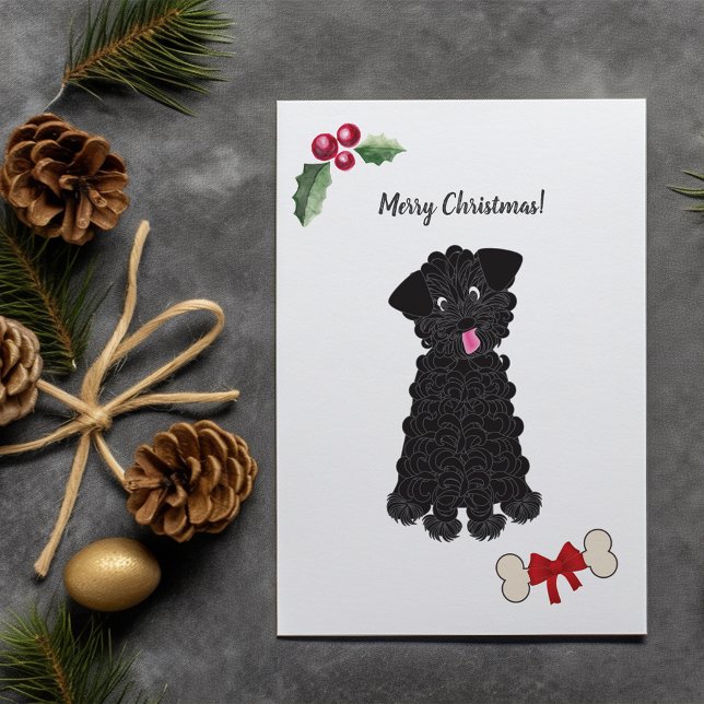 Cute Black Toy Poodle Dog Customizable Holiday Card (Creator Uploaded)