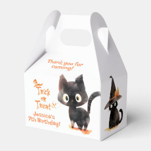 Cute Black Trick or Treat Halloween birthday Favor Boxes