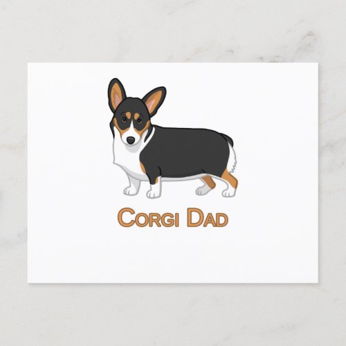 Cute Black Tricolor Pembroke Corgi Dad Dog Lovers Announcement Postcard