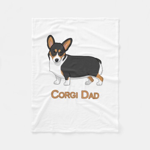 Cute Black Tricolor Pembroke Corgi Dad Dog Lovers Fleece Blanket