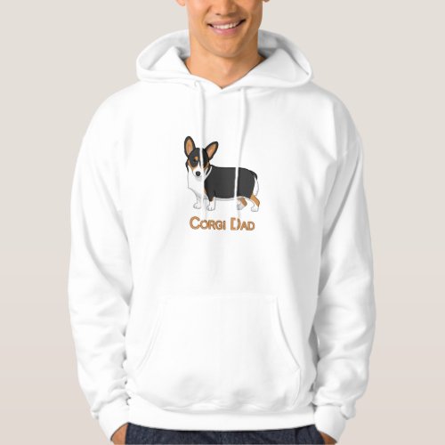 Cute Black Tricolor Pembroke Corgi Dad Dog Lovers Hoodie