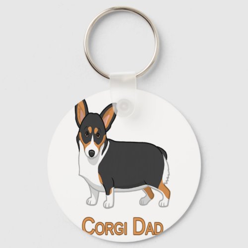 Cute Black Tricolor Pembroke Corgi Dad Dog Lovers Keychain
