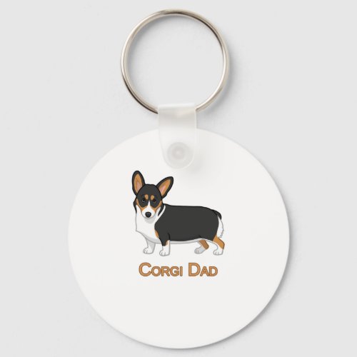 Cute Black Tricolor Pembroke Corgi Dad Dog Lovers Keychain