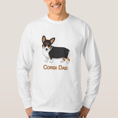 Cute Black Tricolor Pembroke Corgi Dad Dog Lovers T_Shirt