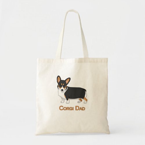 Cute Black Tricolor Pembroke Corgi Dad Dog Lovers Tote Bag