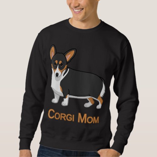 Cute Black Tricolor Pembroke Welsh Corgi Mom Dog L Sweatshirt