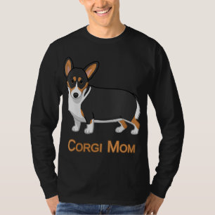 Cute Black Tricolor Pembroke Welsh Corgi Mom Dog L T-Shirt