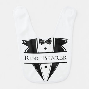 Cute Black Tuxedo Ring Bear Wedding Party Baby Bib