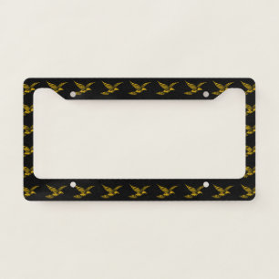 Cute black vintage gold eagle patterns license plate frame