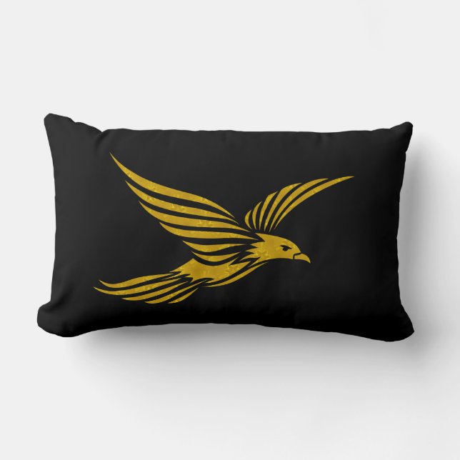 Cute black vintage gold eagle patterns lumbar pillow (Front)