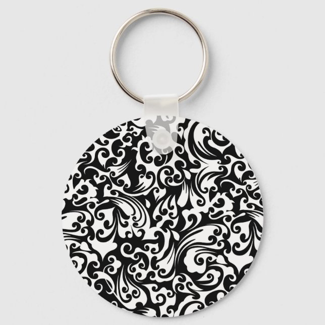Cute black white abstract background design iPhone Keychain (Front)