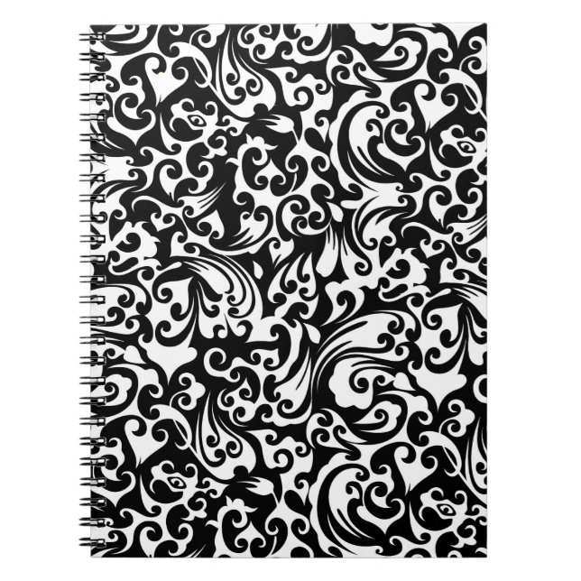 Cute black white abstract background design notebook (Front)