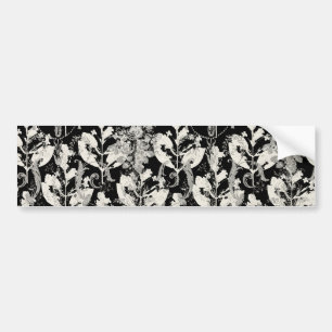 Cute black white abstract leaves patterns bumper sticker