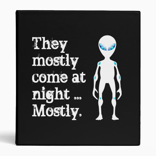 Cute black white alien quote 3 ring binder (Front)