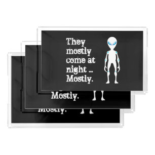 Cute black white alien quote acrylic tray
