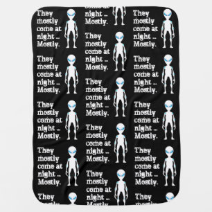 Cute black white alien quote baby blanket