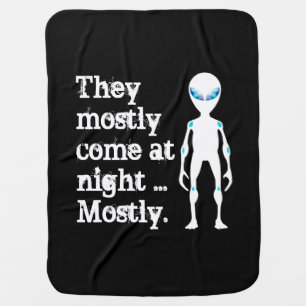 Cute black white alien quote baby blanket