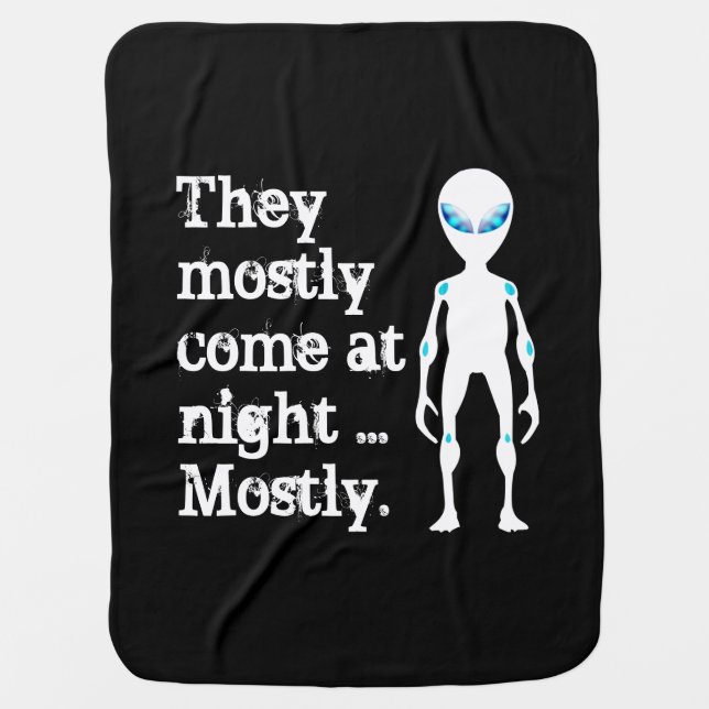 Cute black white alien quote baby blanket (Front)
