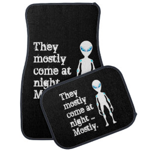 Cute black white alien quote car floor mat