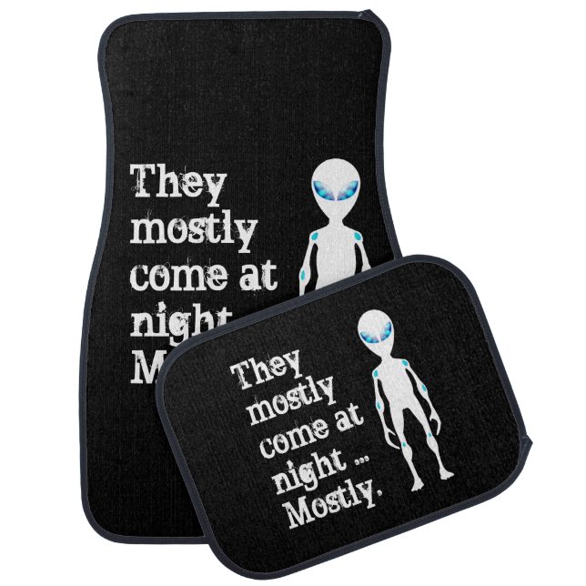 Cute black white alien quote car floor mat (Set)
