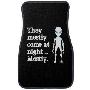 Cute black white alien quote car floor mat