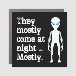 Cute black white alien quote car magnet