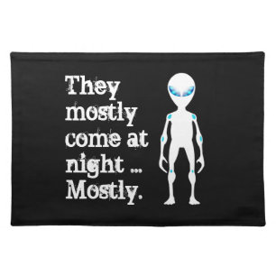 Cute black white alien quote cloth placemat