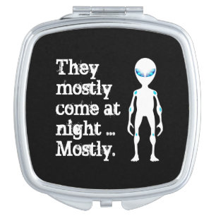 Cute black white alien quote compact mirror