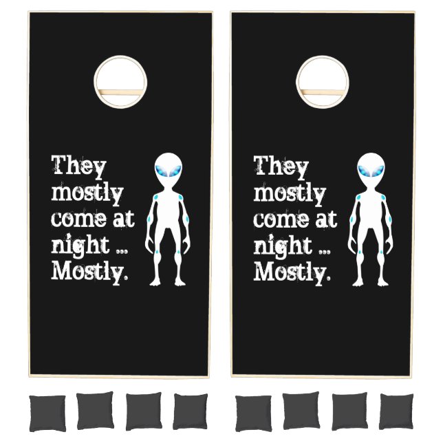 Cute black white alien quote cornhole set (Set)