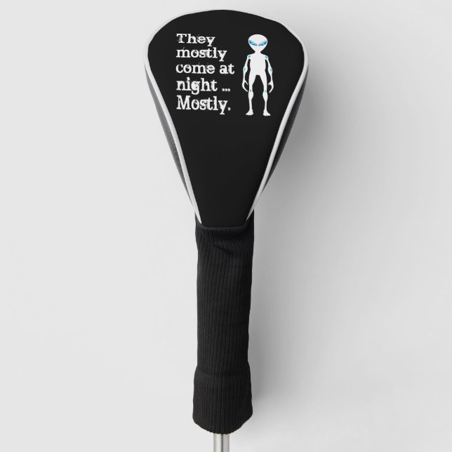 Cute black white alien quote golf head cover (Front)