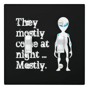 Cute black white alien quote light switch cover