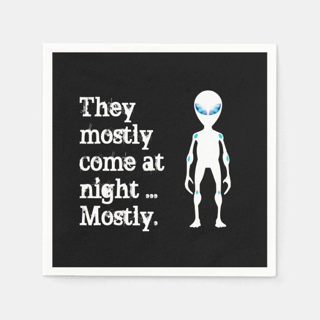 Cute black white alien quote napkins (Front)
