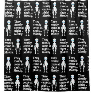 Cute black white alien quote shower curtain