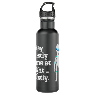 Cute black white alien quote stainless steel water bottle