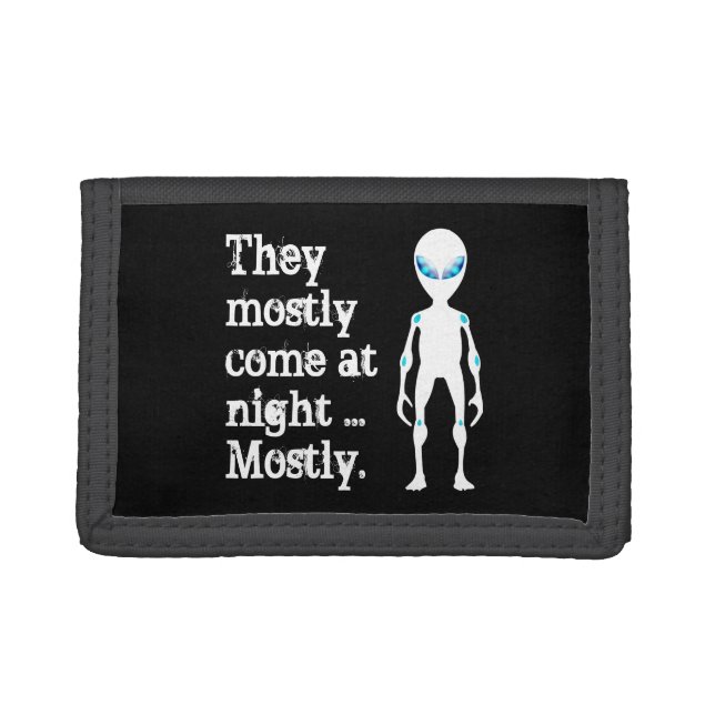 Cute black white alien quote trifold wallet (Front)