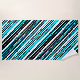 Cute black white aqua stripes Case-Mate iPhone cas Beach Towel