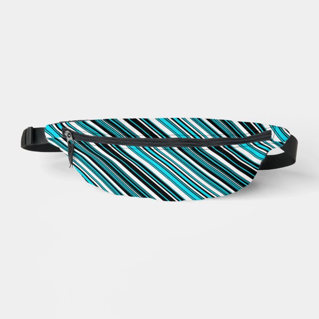 Cute black white aqua stripes Case-Mate iPhone cas Fanny Pack (Front)
