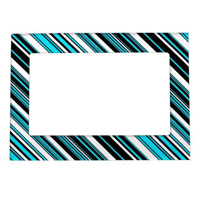 Cute black white aqua stripes Case-Mate iPhone cas Magnetic Frame (Front)