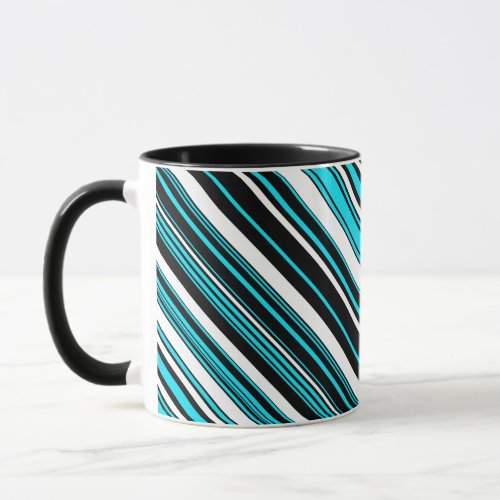 Cute black white aqua stripes Case_Mate iPhone cas Mug