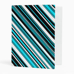 Cute black white aqua stripes mini binder