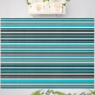 Cute black white aqua stripes outdoor rug