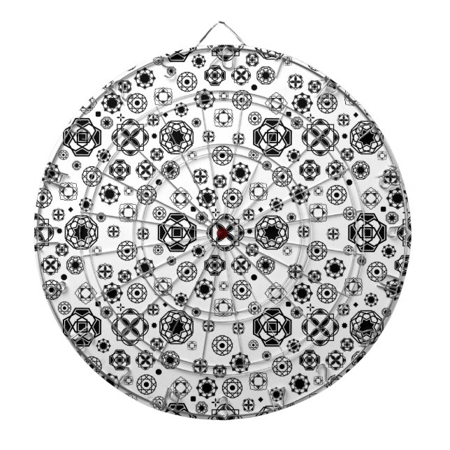 Cute black white arabesque decorative pattern dart board (Front)