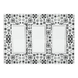 Cute black white arabesque decorative pattern light switch cover